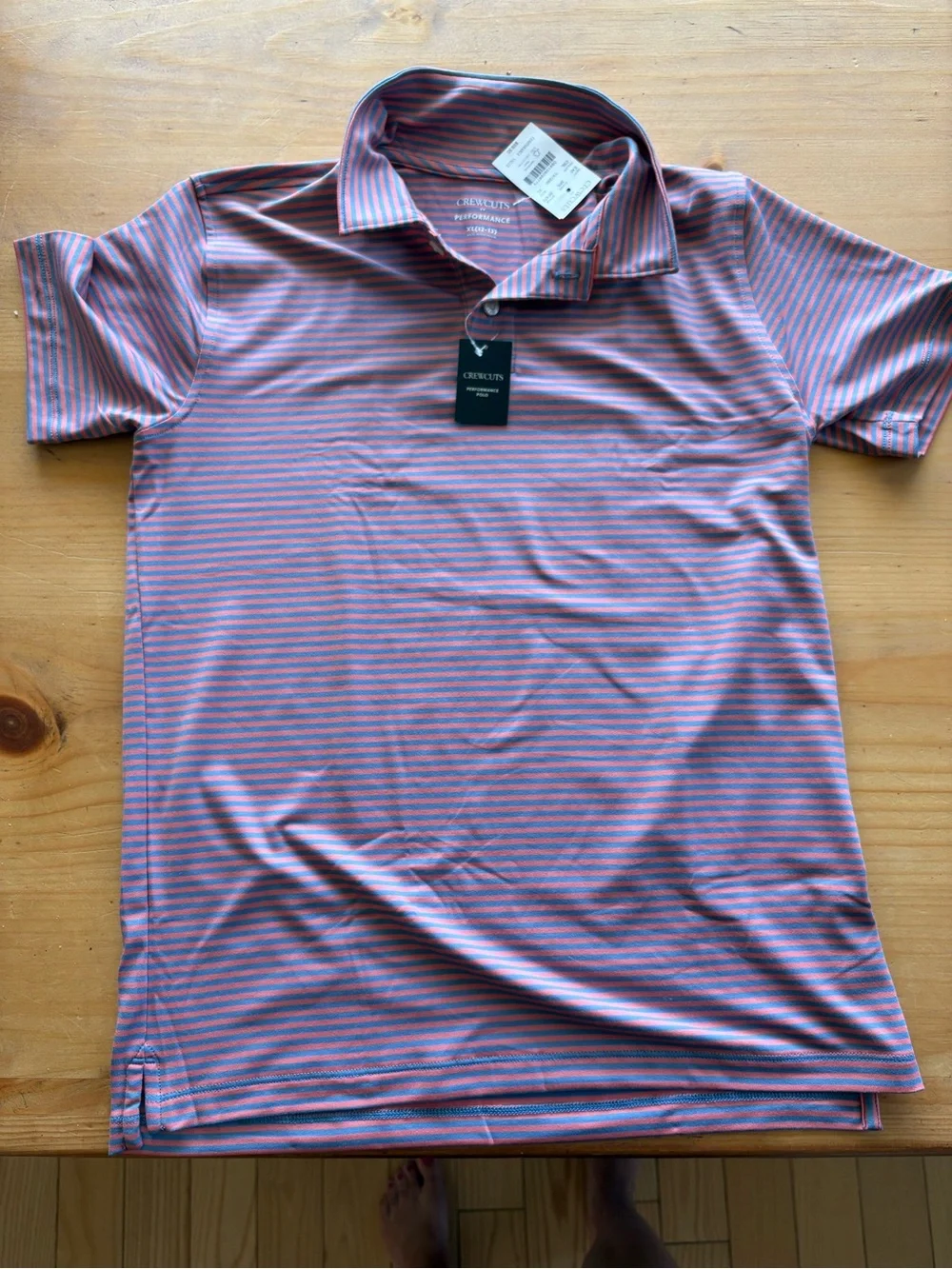 NTW! J. Crew Crewcuts Orange and Blue Striped Performance Polo